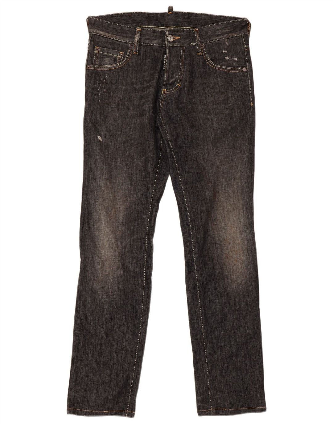 Dsquared2 Mens Distressed Straight Jeans IT 44 XS W32 L30 Grey Cotton