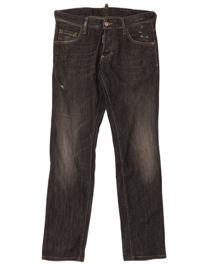 Dsquared2 Mens Distressed Straight Jeans IT 44 XS W32 L30 Grey Cotton