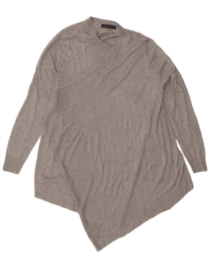 Marks & Spencer Womens Asymmetric V-Neck Jumper Sweater UK 14 Medium Grey