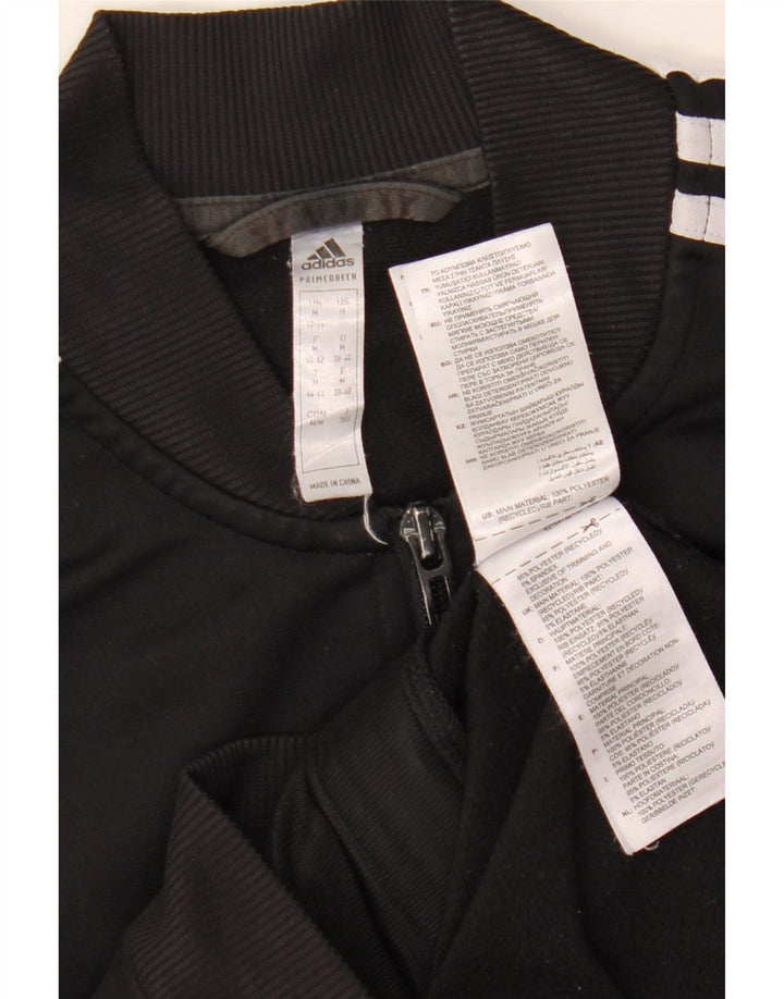 ADIDAS Womens Tracksuit Top Jacket UK 12/14 Medium Black Polyester