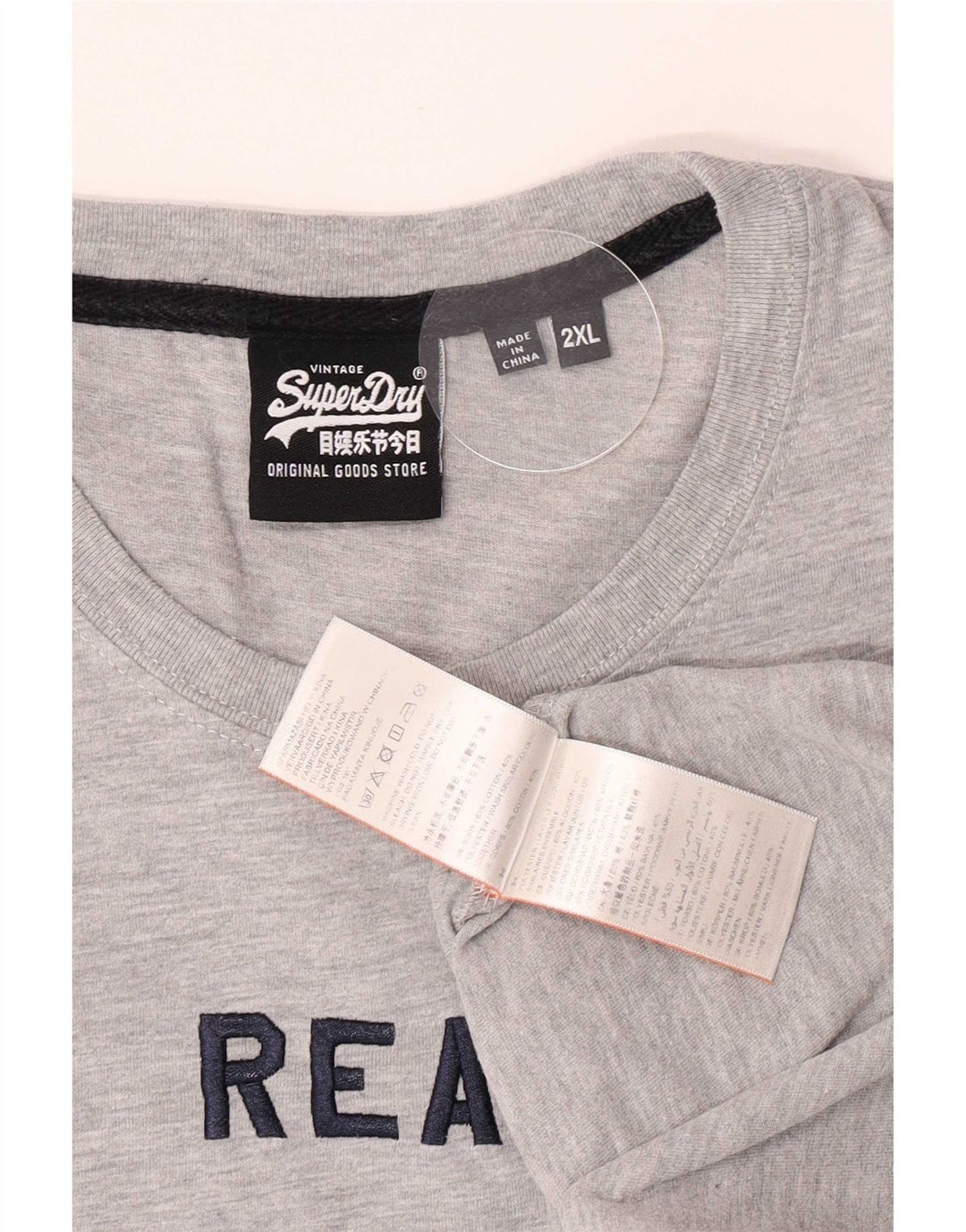 Superdry Mens Graphic T-Shirt Top 2XL Grey Cotton