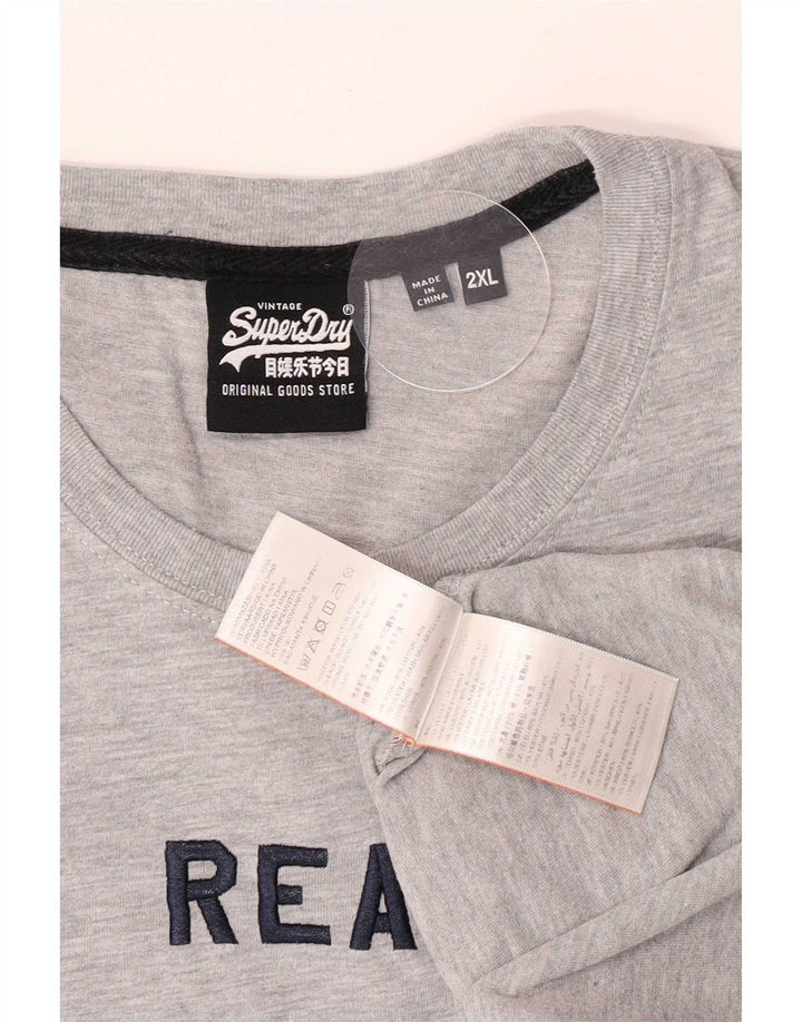 Superdry Mens Graphic T-Shirt Top 2XL Grey Cotton