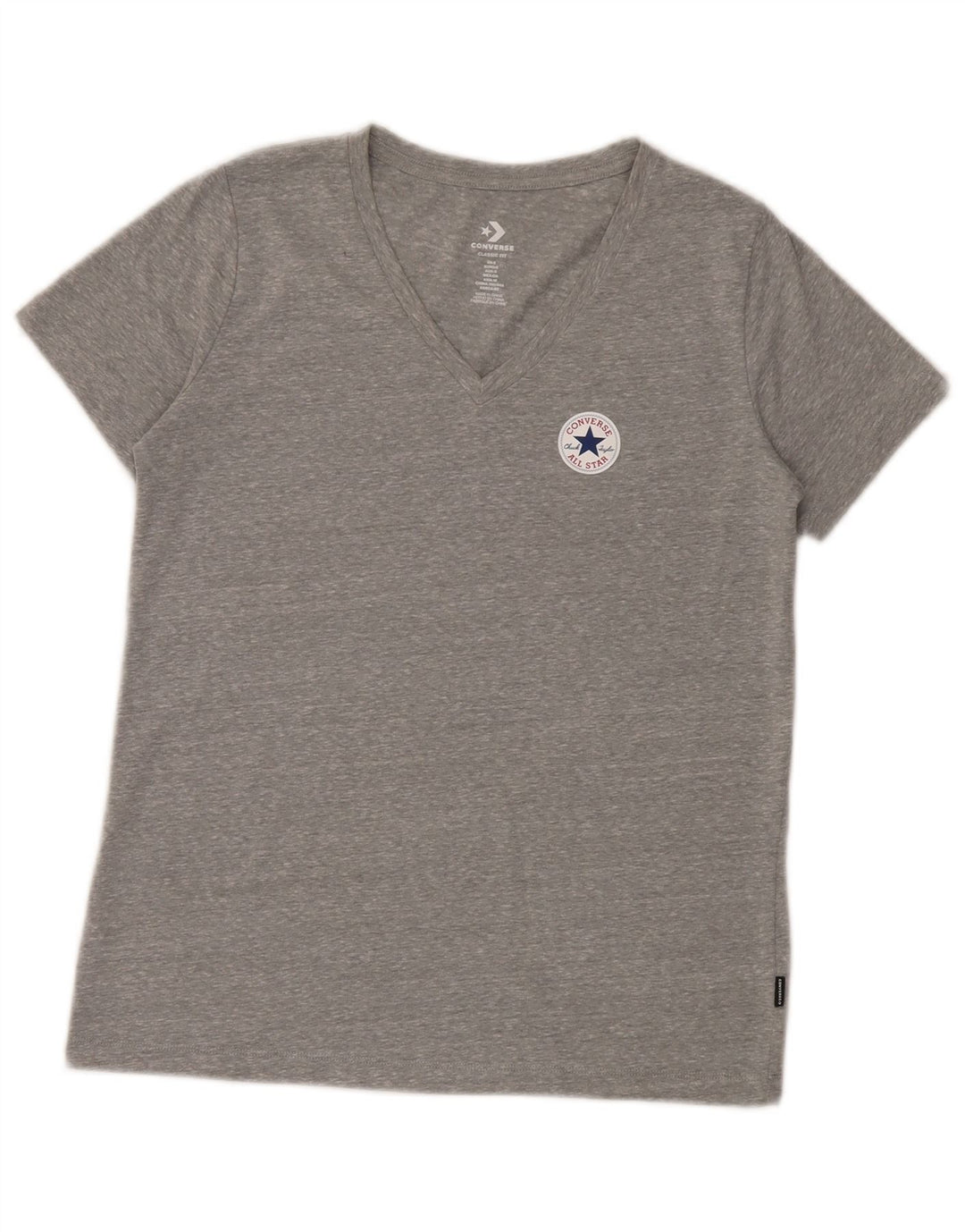 Converse Womens Classic Fit T-Shirt Top UK 10 Small Grey Flecked