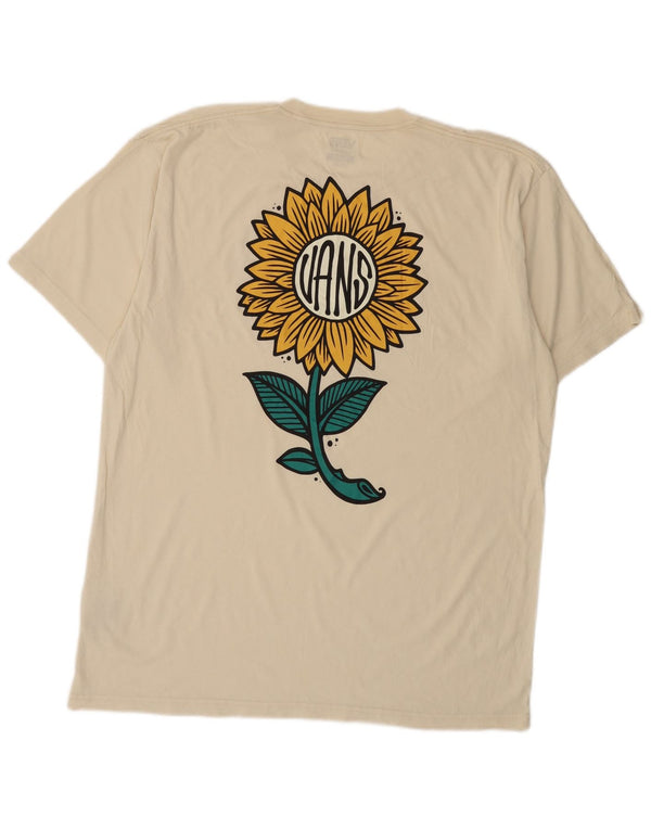 Vans Mens Classic Fit T-Shirt Top XL Off White Floral Cotton