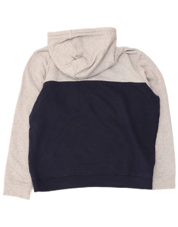 Fat Face Mens Button Neck Hoodie Jumper Medium Grey Colourblock Cotton