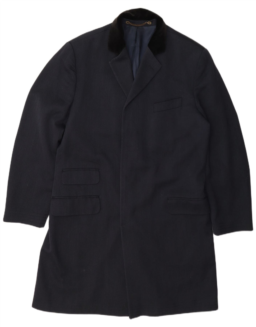 Vintage Mens Overcoat UK 42 XL Navy Blue Wool