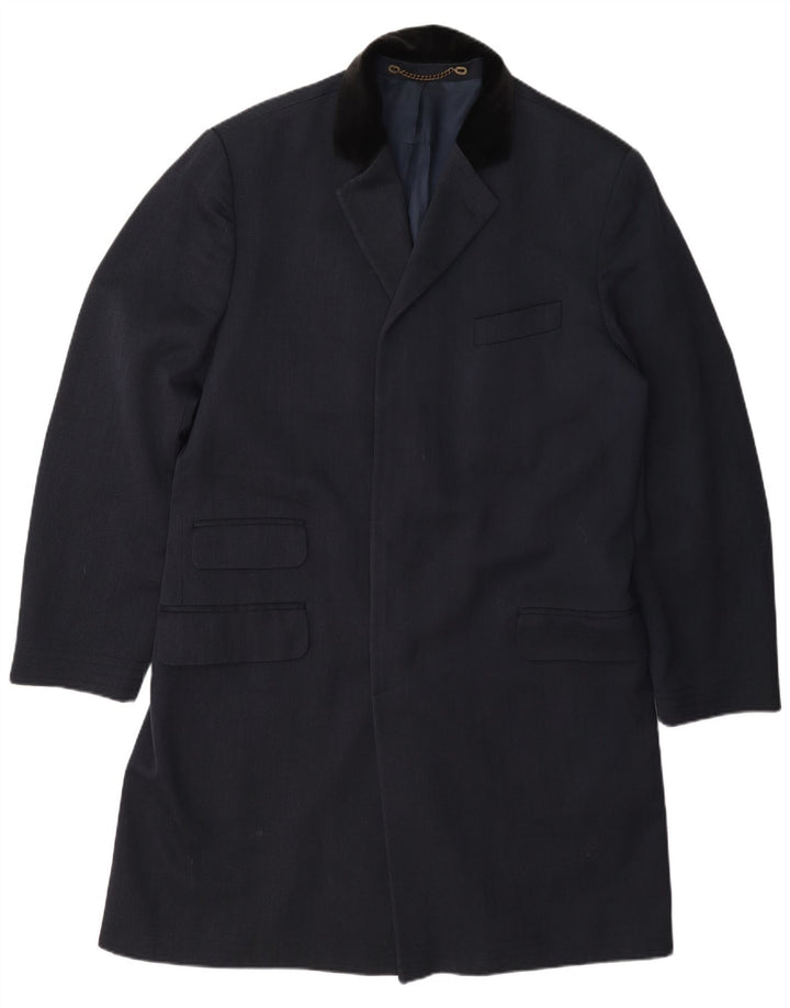 Vintage Mens Overcoat UK 42 XL Navy Blue Wool