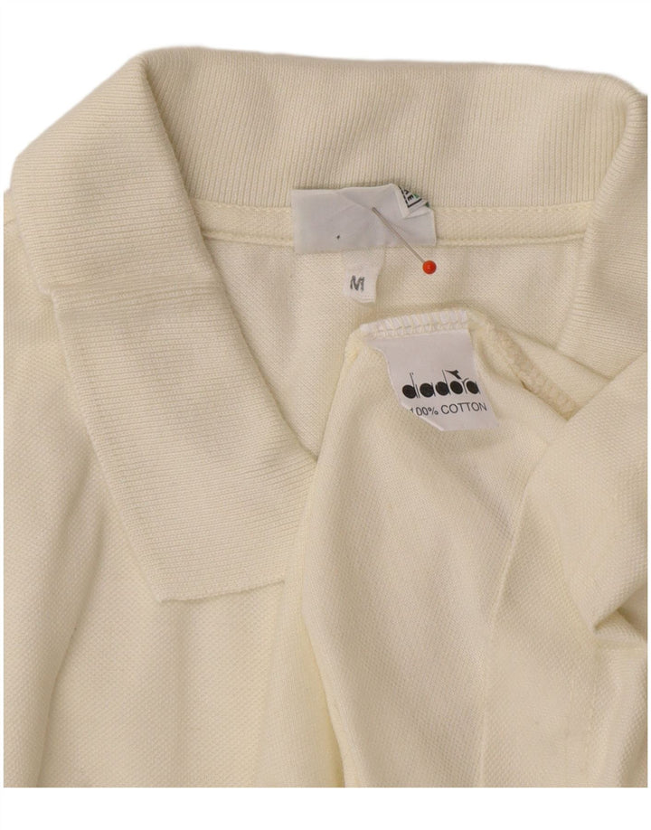 DIADORA Mens Polo Shirt Medium Off White Cotton