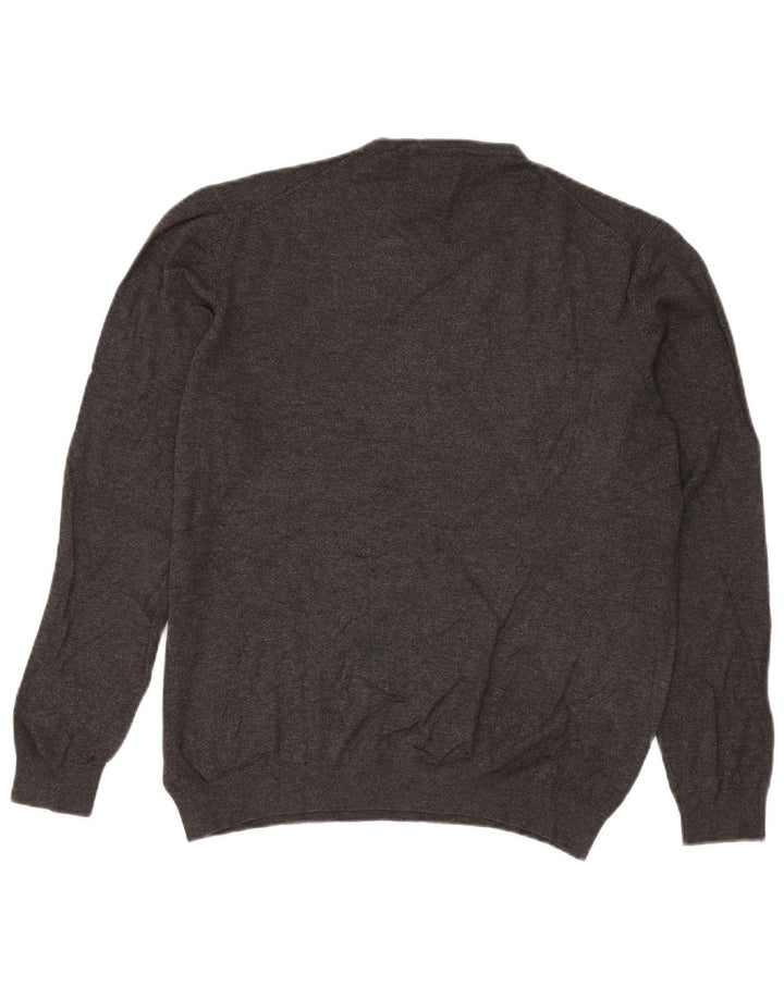 Zara Mens V-Neck Jumper Sweater Large Grey