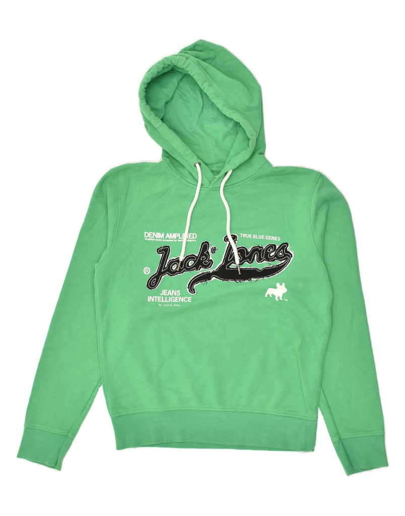 JACK & JONES Mens Graphic Hoodie Jumper Small Green Cotton | Vintage Jack & Jones | Thrift | Second-Hand Jack & Jones | Used Clothing | Messina Hembry 