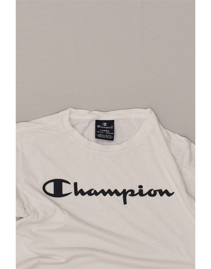 CHAMPION Boys Graphic T-Shirt Top 11-12 Years Large White Cotton | Vintage Champion | Thrift | Second-Hand Champion | Used Clothing | Messina Hembry 