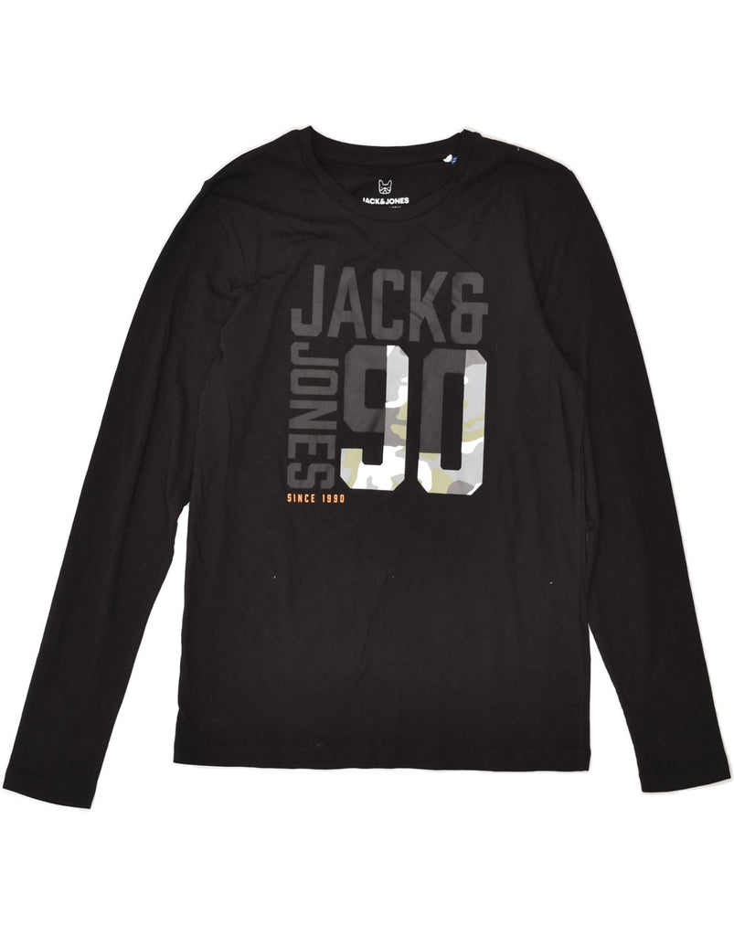 JACK & JONES Boys Graphic Top Long Sleeve 13-14 Years Black Cotton | Vintage Jack & Jones | Thrift | Second-Hand Jack & Jones | Used Clothing | Messina Hembry 