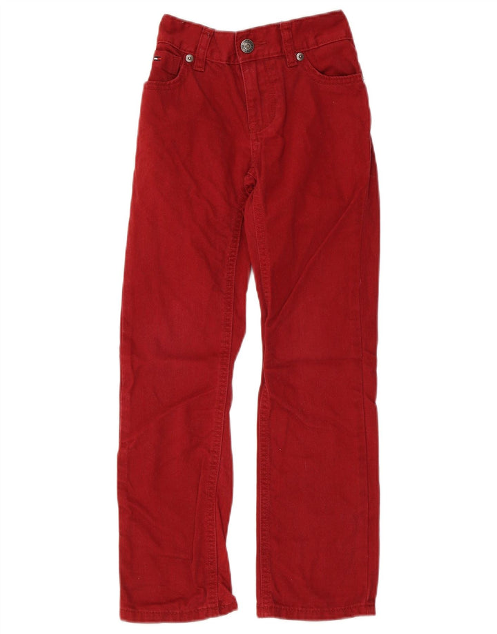 TOMMY HILFIGER Boys Straight Jeans 6-7 Years W22 L22 Burgundy Cotton