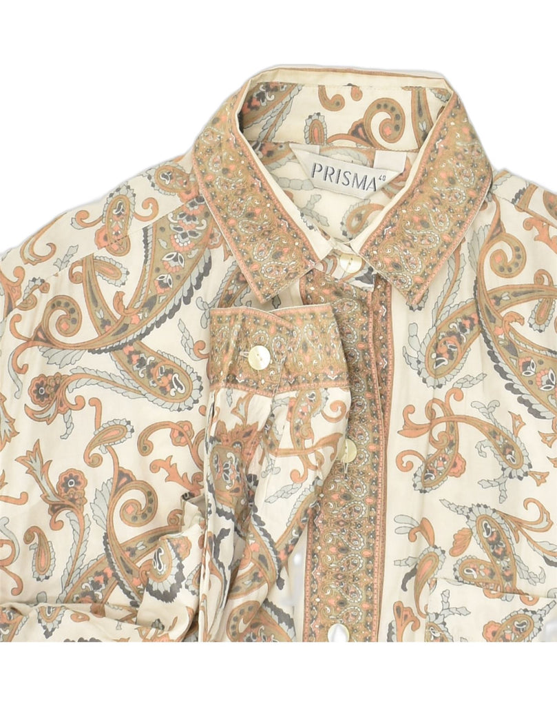 PRISMA Womens Shirt Blouse EU 40 Medium Beige Paisley Viscose | Vintage Prisma | Thrift | Second-Hand Prisma | Used Clothing | Messina Hembry 