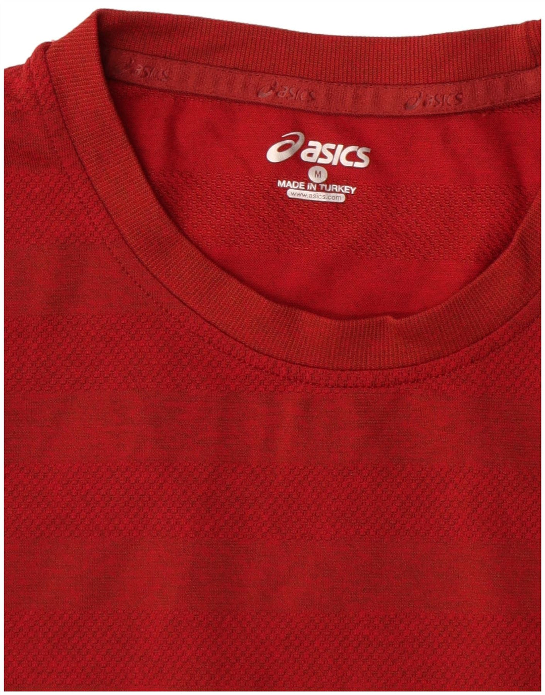 ASICS Mens T-Shirt Top Medium Red Striped