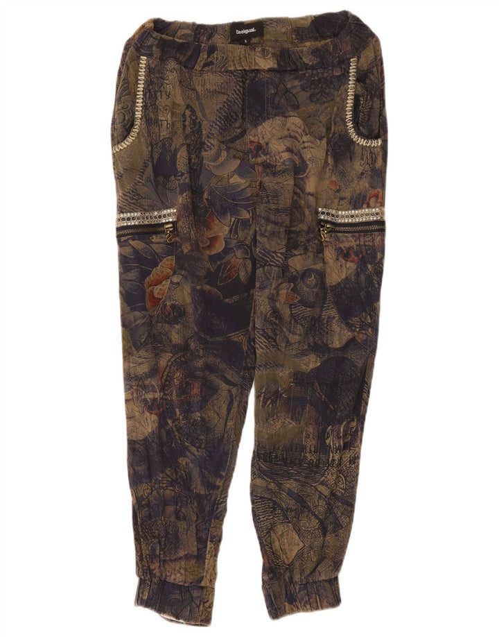 Desigual Womens Joggers Cargo Trousers Small W30 L25 Multicoloured Floral