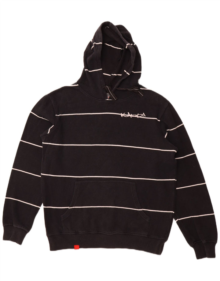 KAPPA Mens Hoodie Jumper Large Navy Blue Striped Cotton