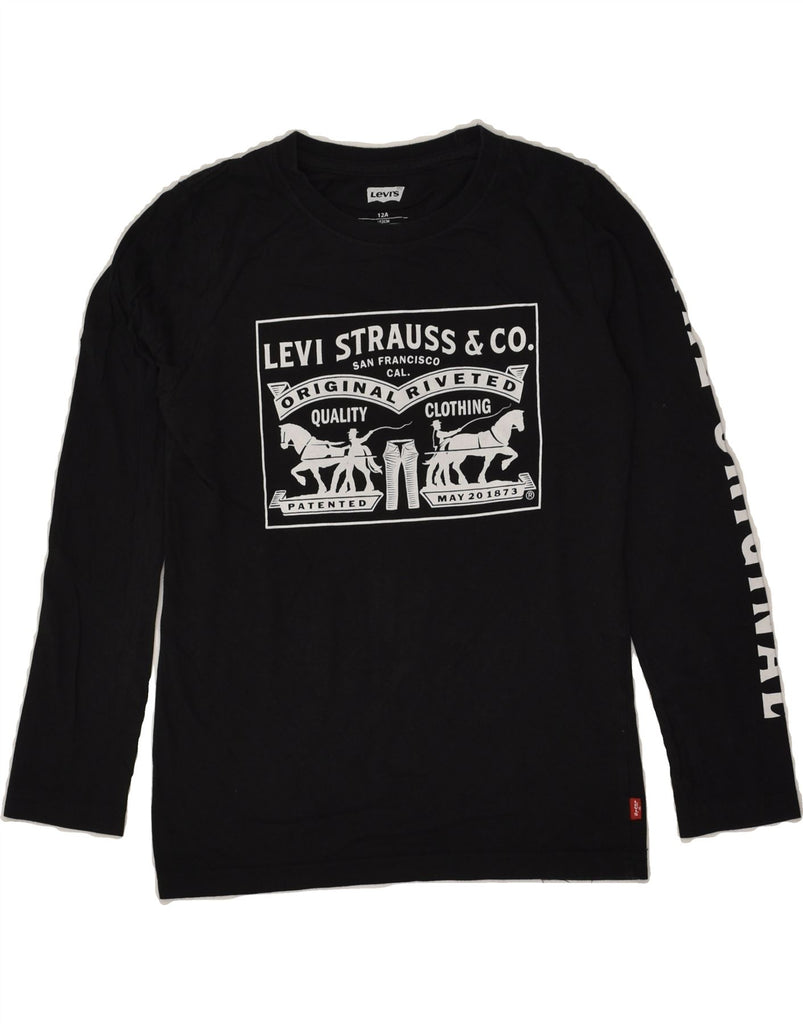 LEVI'S Boys Graphic Top Long Sleeve 11-12 Years Black Cotton | Vintage Levi's | Thrift | Second-Hand Levi's | Used Clothing | Messina Hembry 