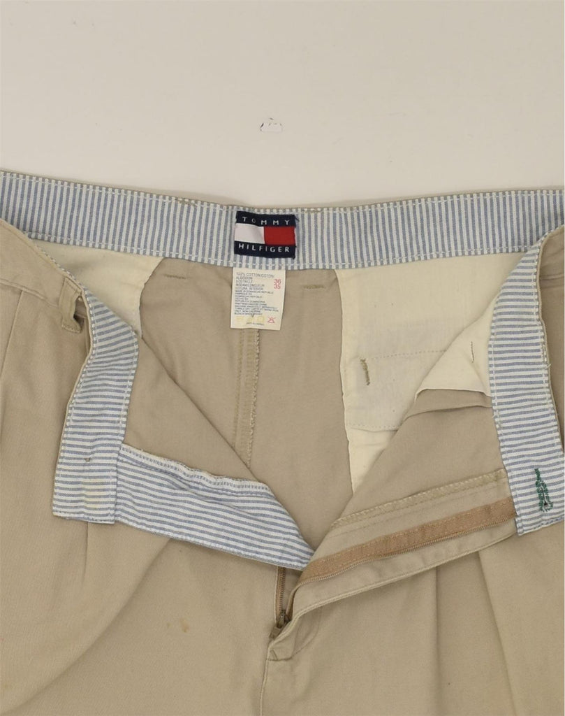 TOMMY HILFIGER Mens Pegged Casual Trousers W36 L30 Khaki Cotton | Vintage Tommy Hilfiger | Thrift | Second-Hand Tommy Hilfiger | Used Clothing | Messina Hembry 