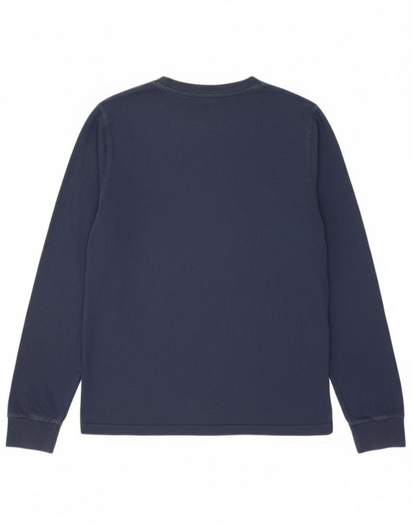 Ellesse Womens Graphic Top Long Sleeve UK 12 Medium Navy Blue Cotton