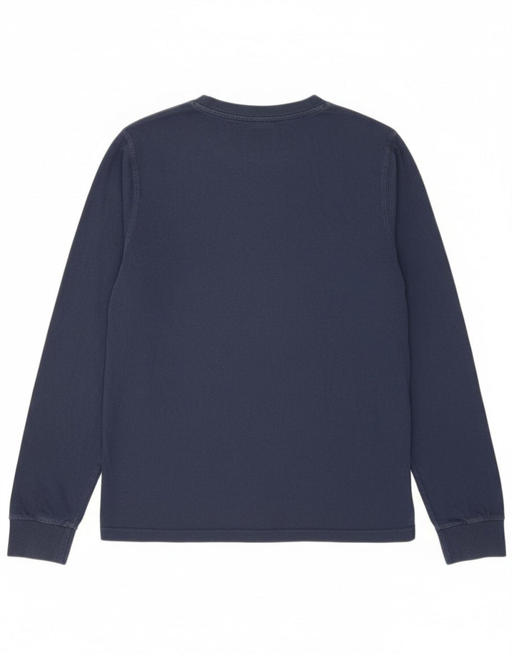 Ellesse Womens Graphic Top Long Sleeve UK 12 Medium Navy Blue Cotton