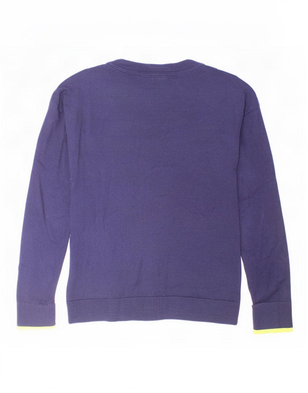 Gap Girls Graphic Boat Neck Jumper Sweater 9-10 Years Large Navy Blue
