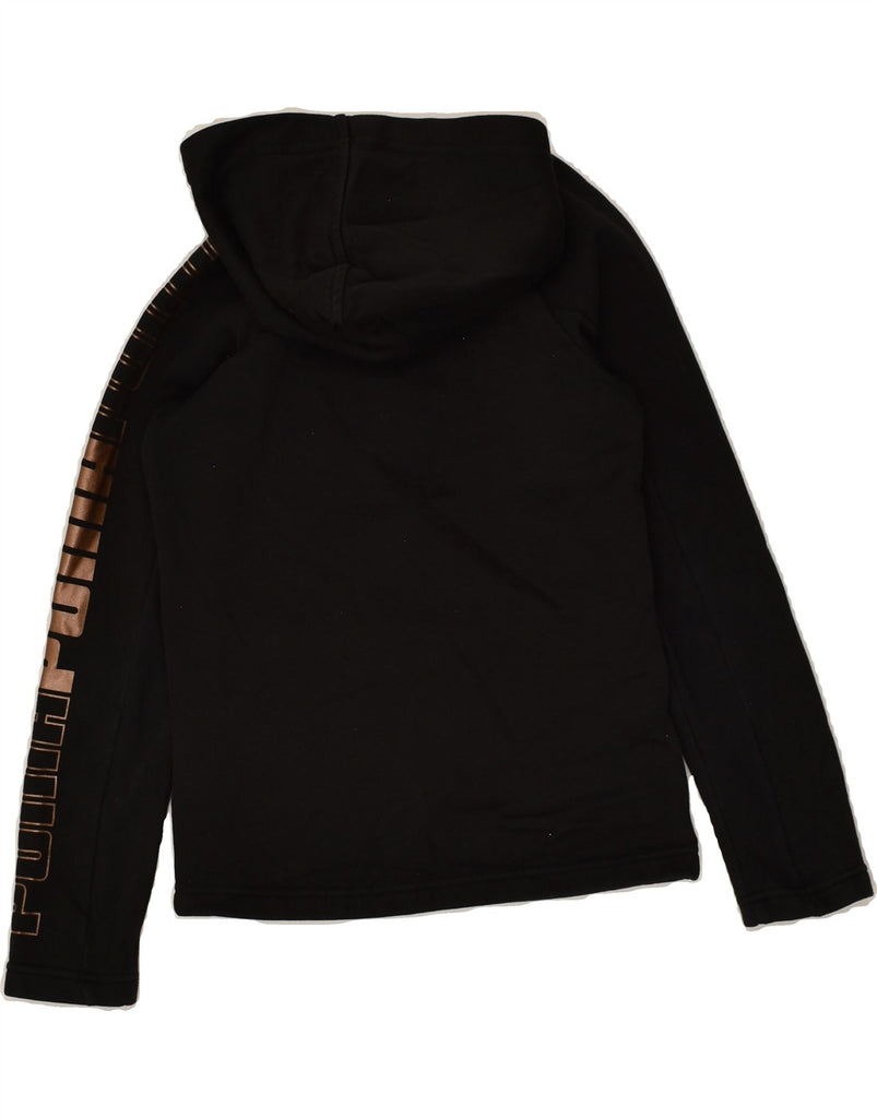 PUMA Girls Graphic Zip Hoodie Sweater 11-12 Years Black Cotton | Vintage Puma | Thrift | Second-Hand Puma | Used Clothing | Messina Hembry 