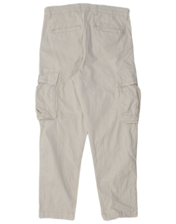 Zara Mens Straight Cargo Trousers EU 40 Medium W31 L28 White Cotton