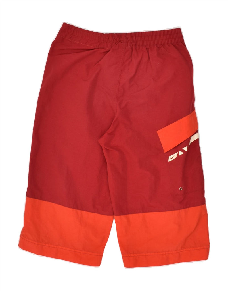 NIKE Boys Bermuda Shorts 13-14 Years W28 Maroon Colourblock | Vintage Nike | Thrift | Second-Hand Nike | Used Clothing | Messina Hembry 