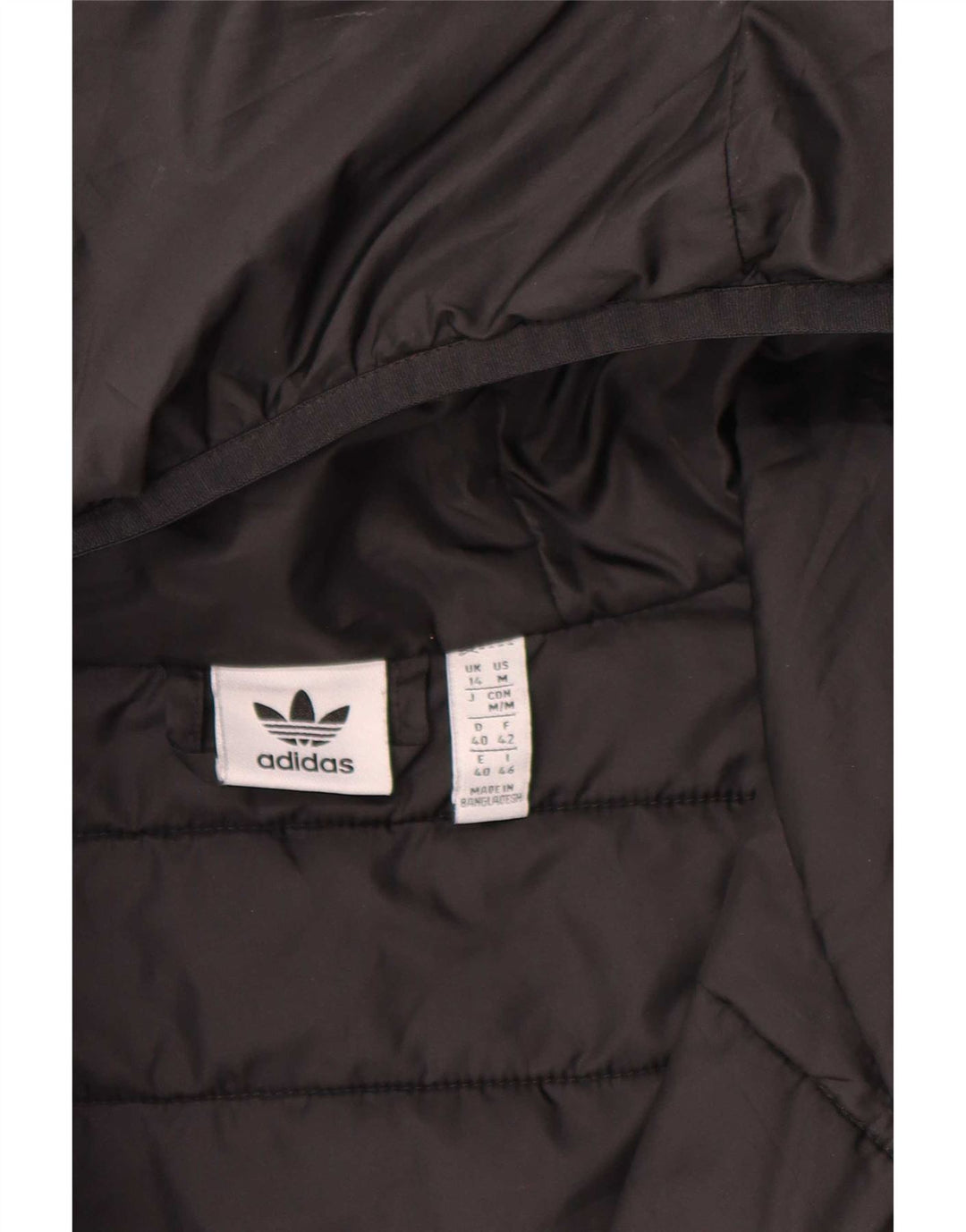 Adidas Womens Hooded Padded Jacket UK 14 Large Black Polyester