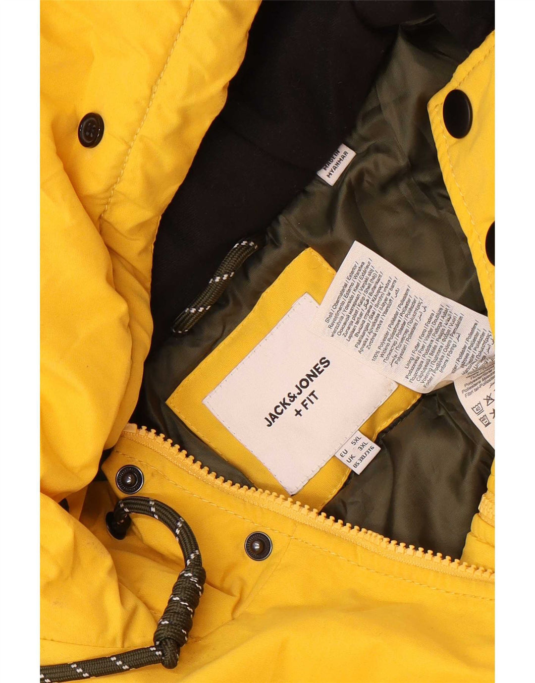 Jack & Jones Mens Hooded Parka Jacket UK 46 3XL Yellow Polyester