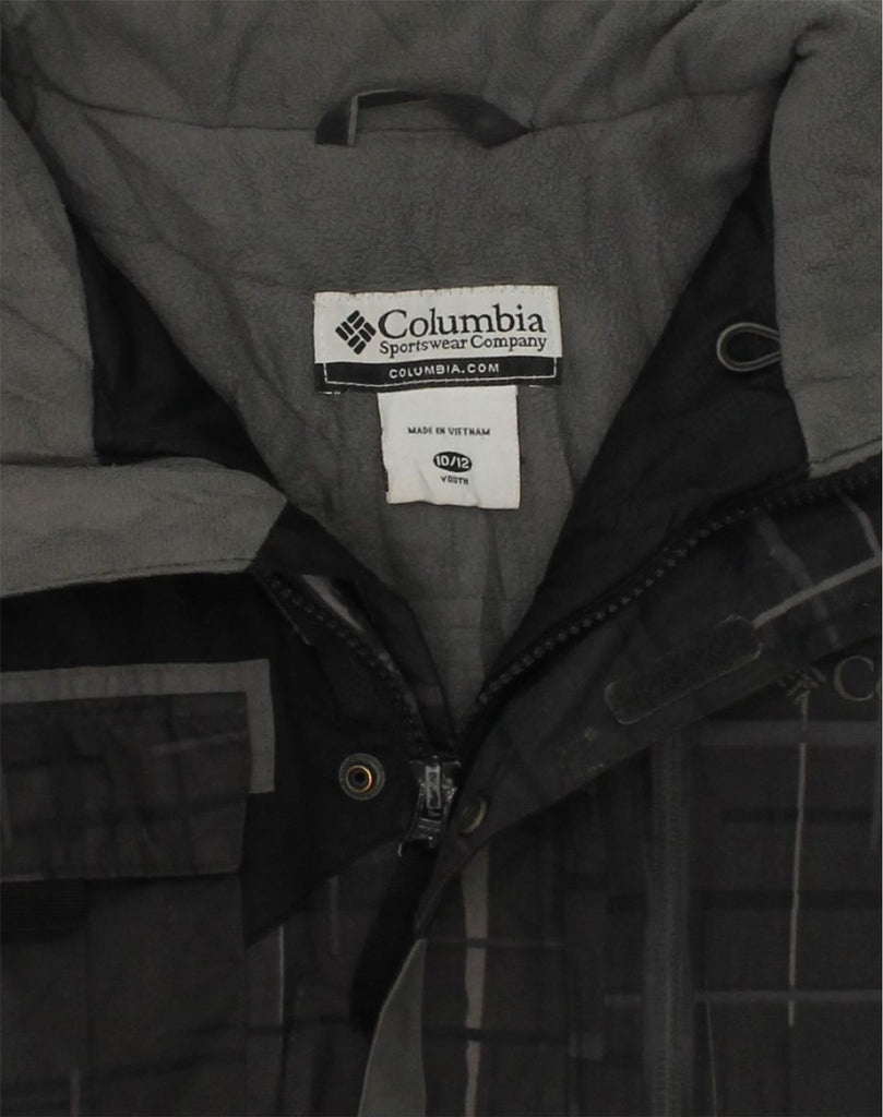 COLUMBIA Girls Windbreaker Jacket 10-11 Years Grey Geometric Polyester | Vintage Columbia | Thrift | Second-Hand Columbia | Used Clothing | Messina Hembry 