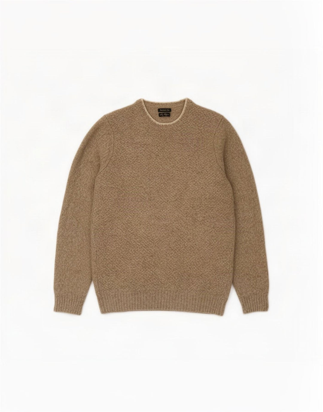 Massimo Dutti Mens Boat Neck Jumper Sweater XL Beige Flecked