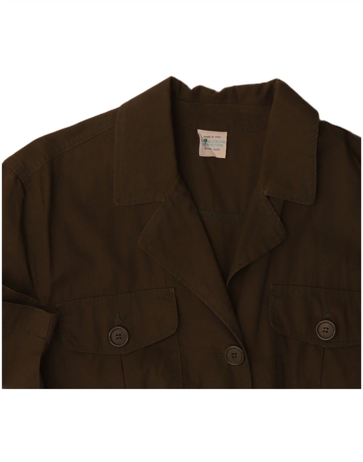 BENETTON Womens 4 Button Short Sleeve Blazer Jacket IT 42 Medium Khaki