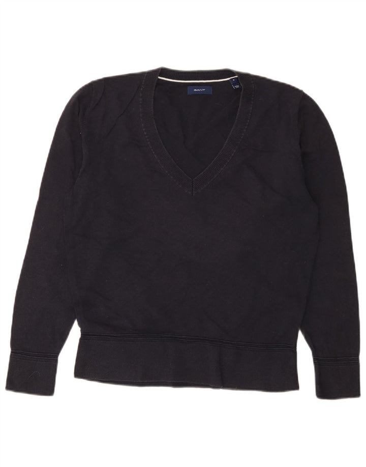 Gant Womens V-Neck Jumper Sweater UK 10 Small Navy Blue