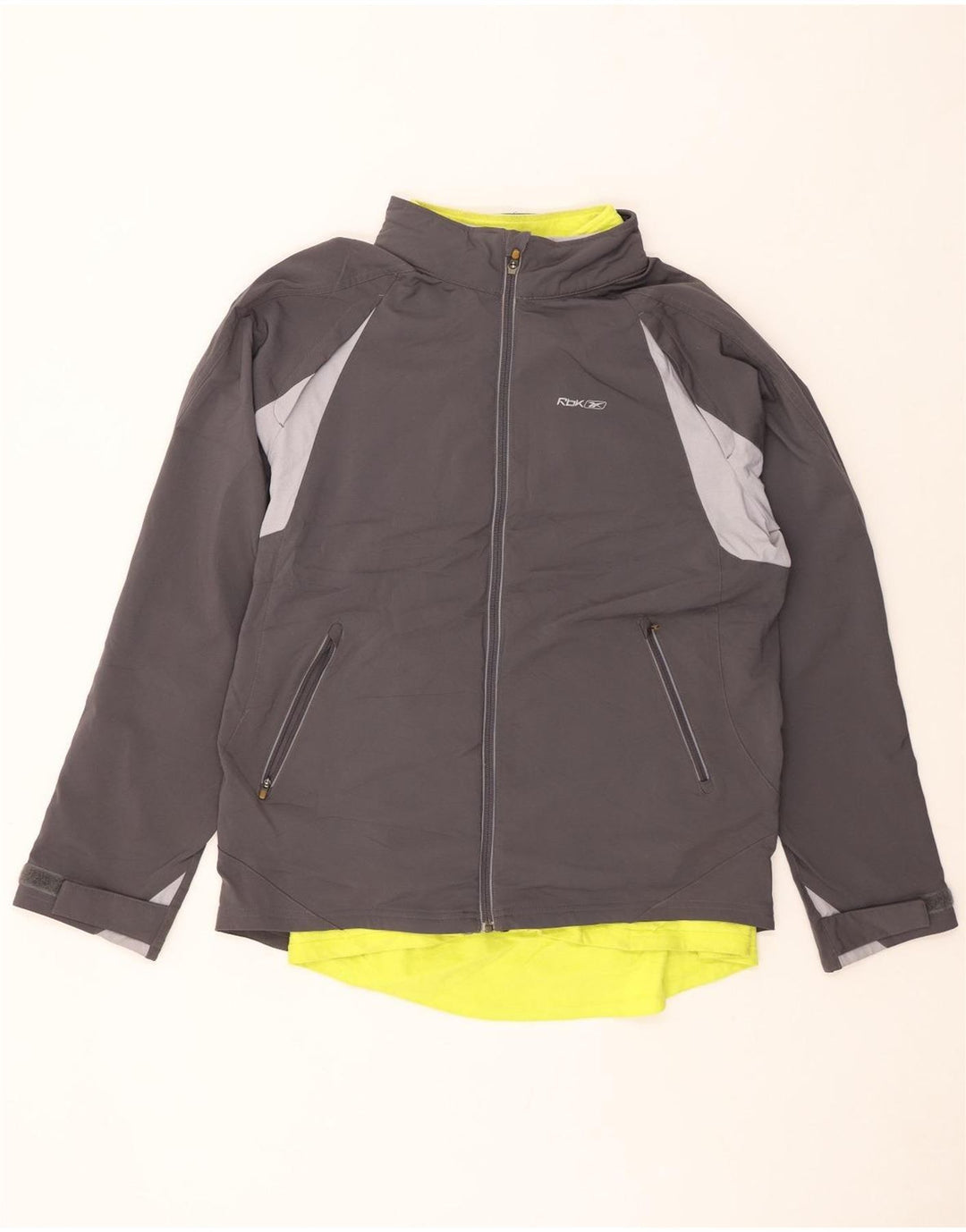 REEBOK Mens Windbreaker Jacket UK 40 Large Grey Colourblock Polyester