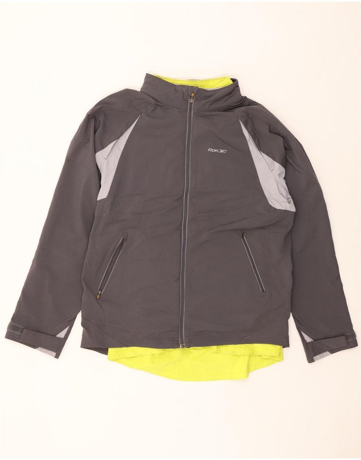 REEBOK Mens Windbreaker Jacket UK 40 Large Grey Colourblock Polyester