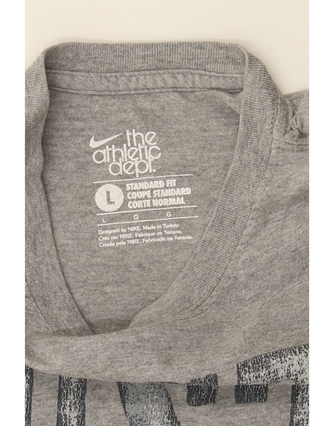 NIKE Mens Standard Fit Graphic T-Shirt Top Large Grey Cotton Vintage Nike and Second-Hand Nike from Messina Hembry 