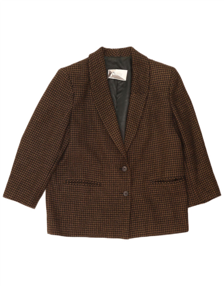 Vintage Womens 2 Button Loose Fit Blazer Jacket IT 48 XL Black Houndstooth