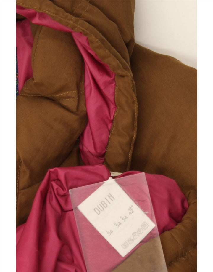 DUBIN Mens Hooded Padded Jacket IT 54 2XL Brown Polyester