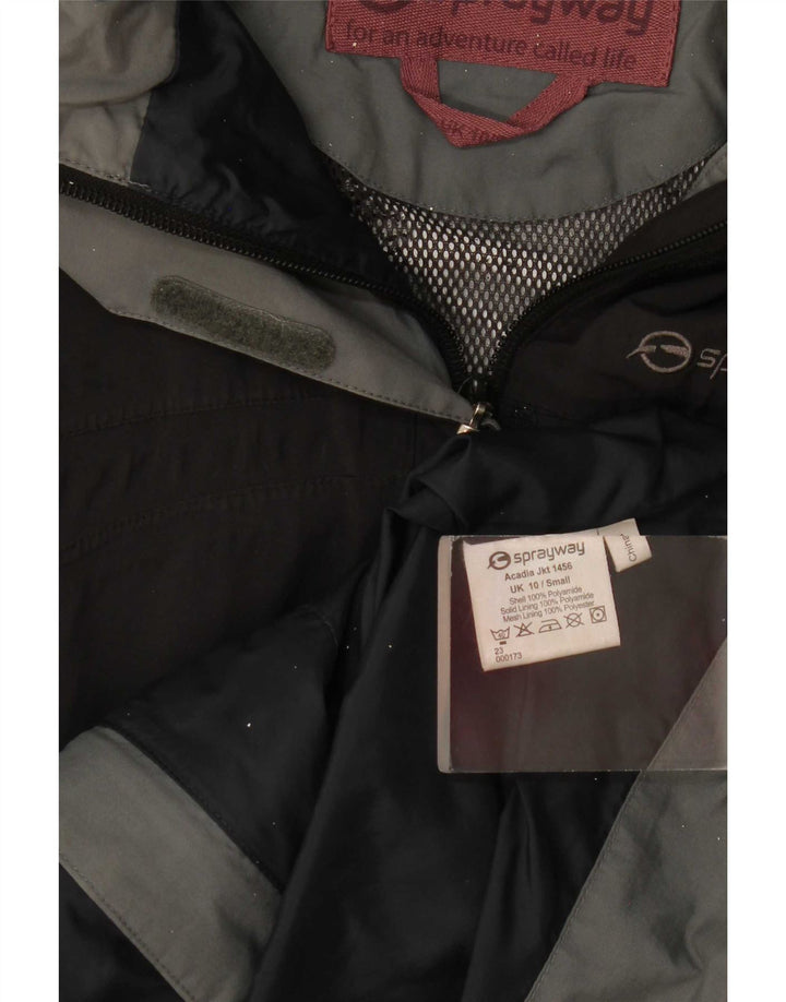 Sprayway Womens Hooded Rain Jacket UK 10 Small Black Polyamide