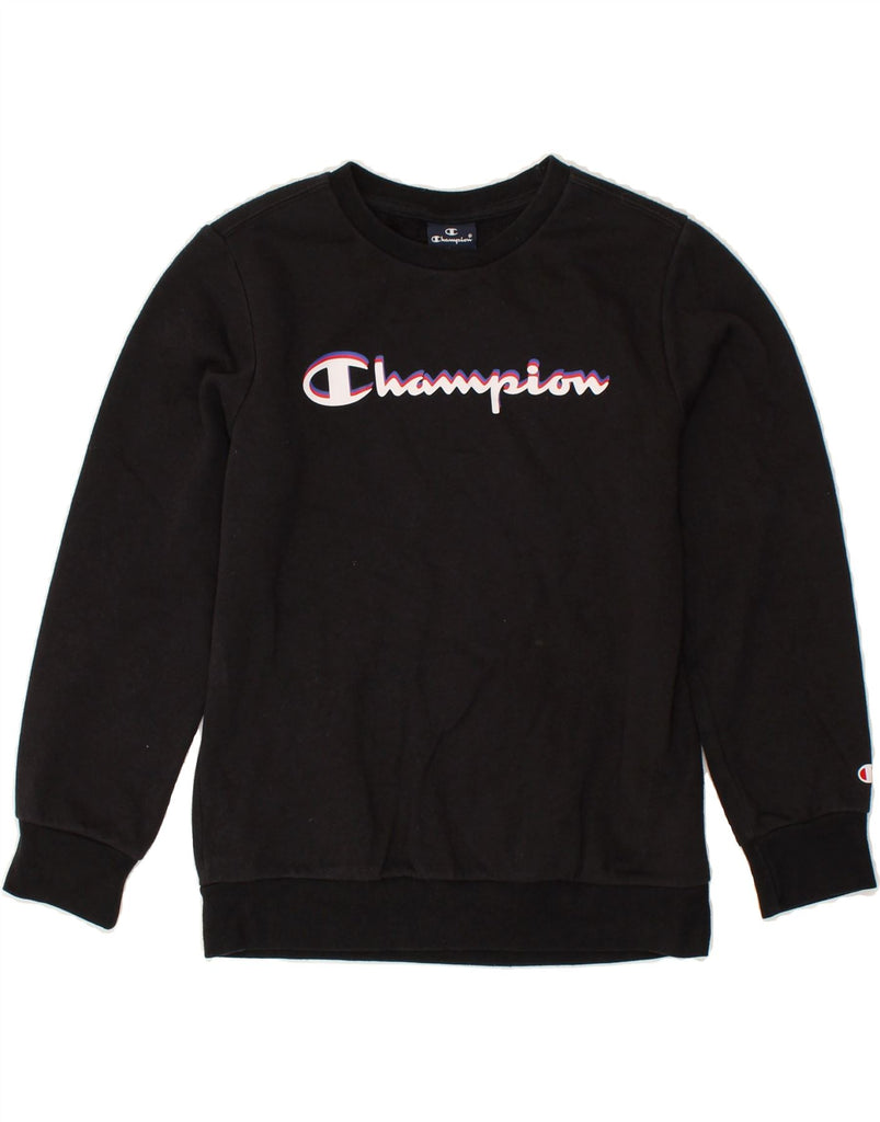 CHAMPION Boys Graphic Sweatshirt Jumper 9-10 Years Medium  Black Cotton | Vintage Champion | Thrift | Second-Hand Champion | Used Clothing | Messina Hembry 