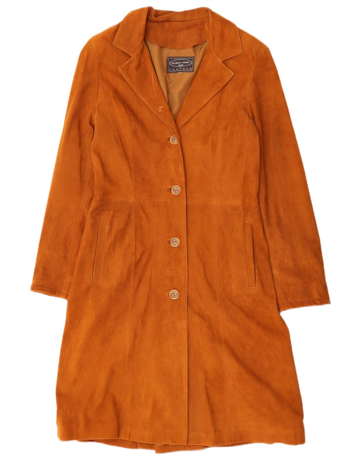 Roberta Ferrini Womens Suede Overcoat UK 10 Small Brown Leather