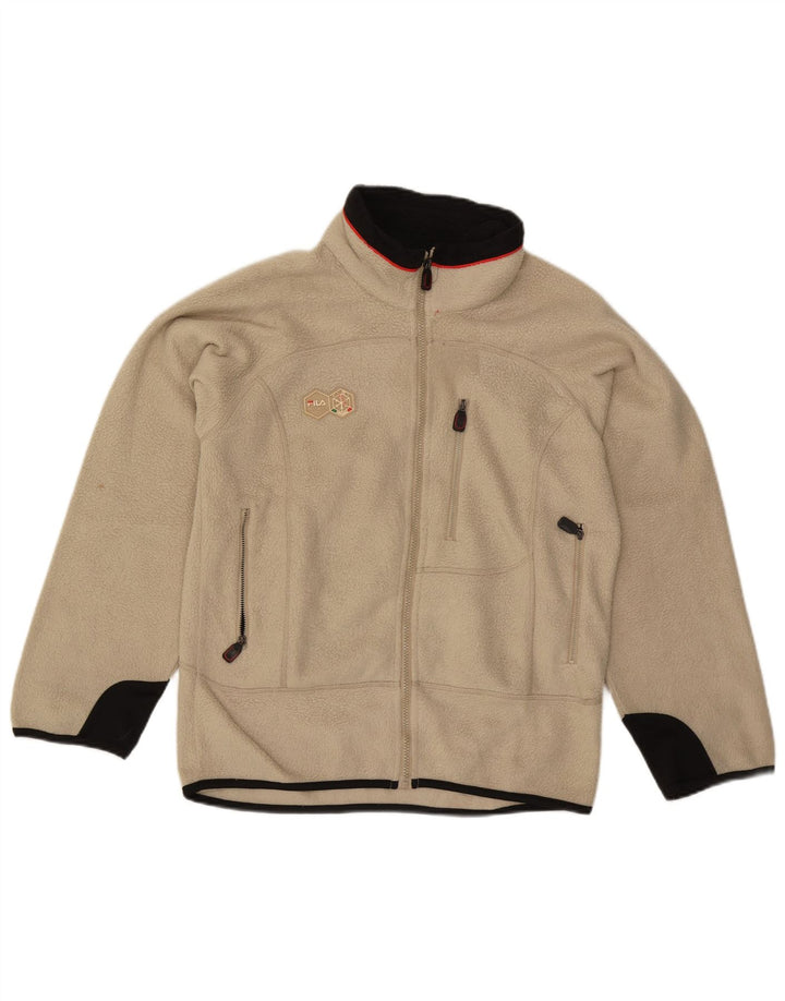 Fila Mens Fleece Jacket UK 36 Small Beige Colourblock Polyester