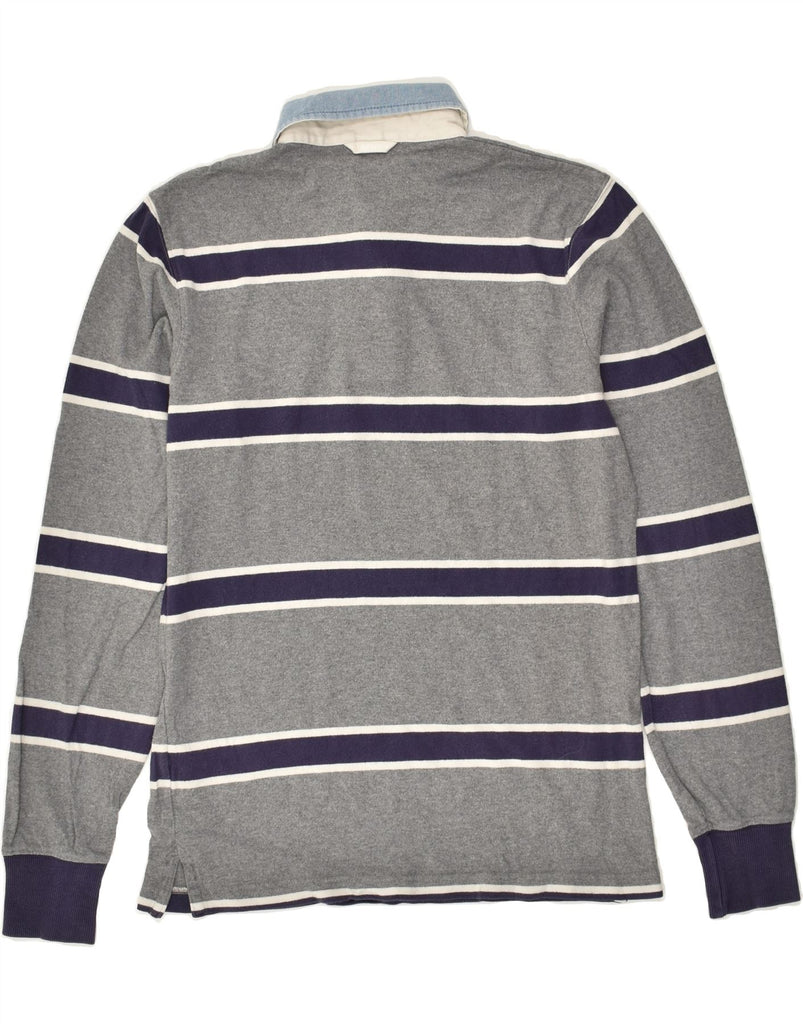 GANT Mens Long Sleeve Polo Shirt Medium Grey Striped Cotton | Vintage Gant | Thrift | Second-Hand Gant | Used Clothing | Messina Hembry 