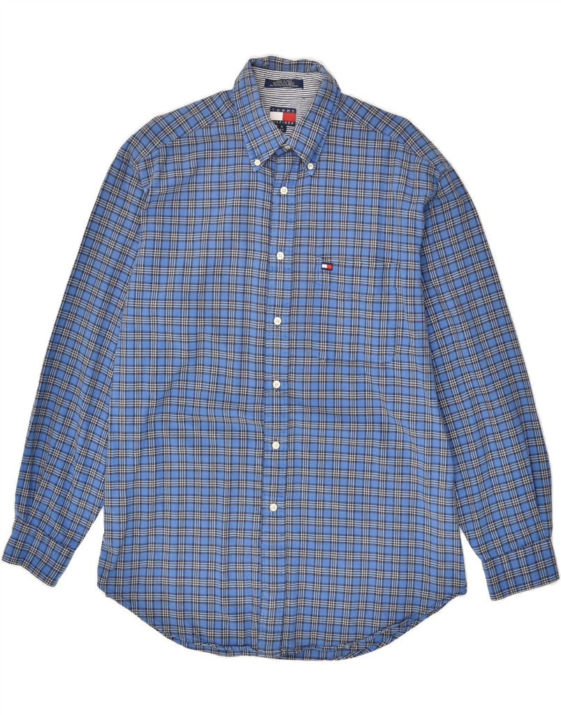 TOMMY HILFIGER Mens Shirt Medium Blue Check Cotton | Vintage Tommy Hilfiger | Thrift | Second-Hand Tommy Hilfiger | Used Clothing | Messina Hembry 