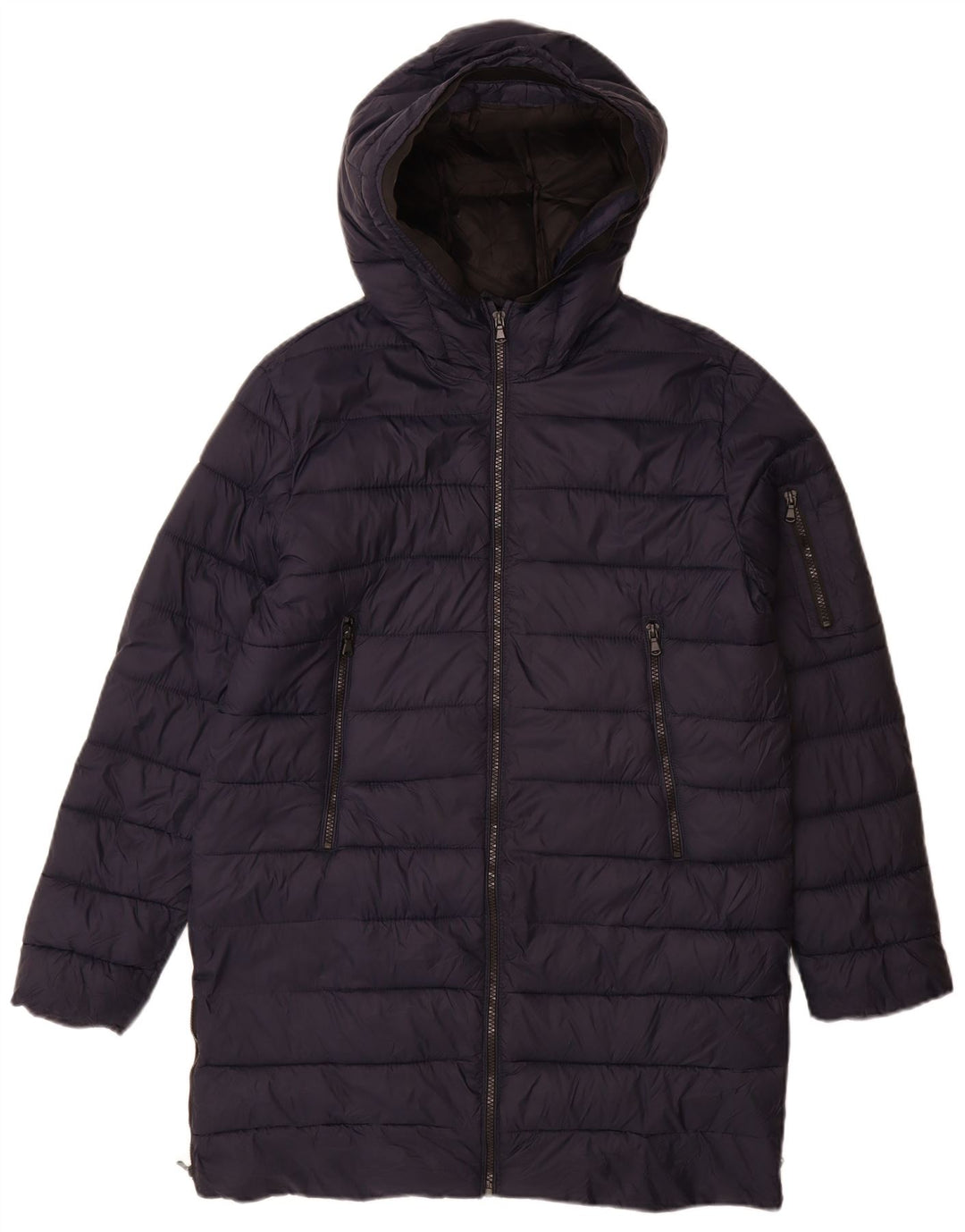 Zara Boys Hooded Padded Coat 13-14 Years Navy Blue