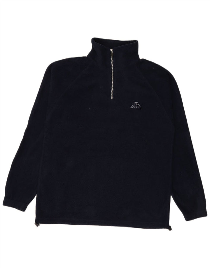KAPPA Mens Zip Neck Fleece Jumper Medium Navy Blue Polyester