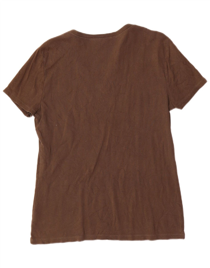 EDDIE BAUER Womens T-Shirt Top UK 14 Large Brown Cotton