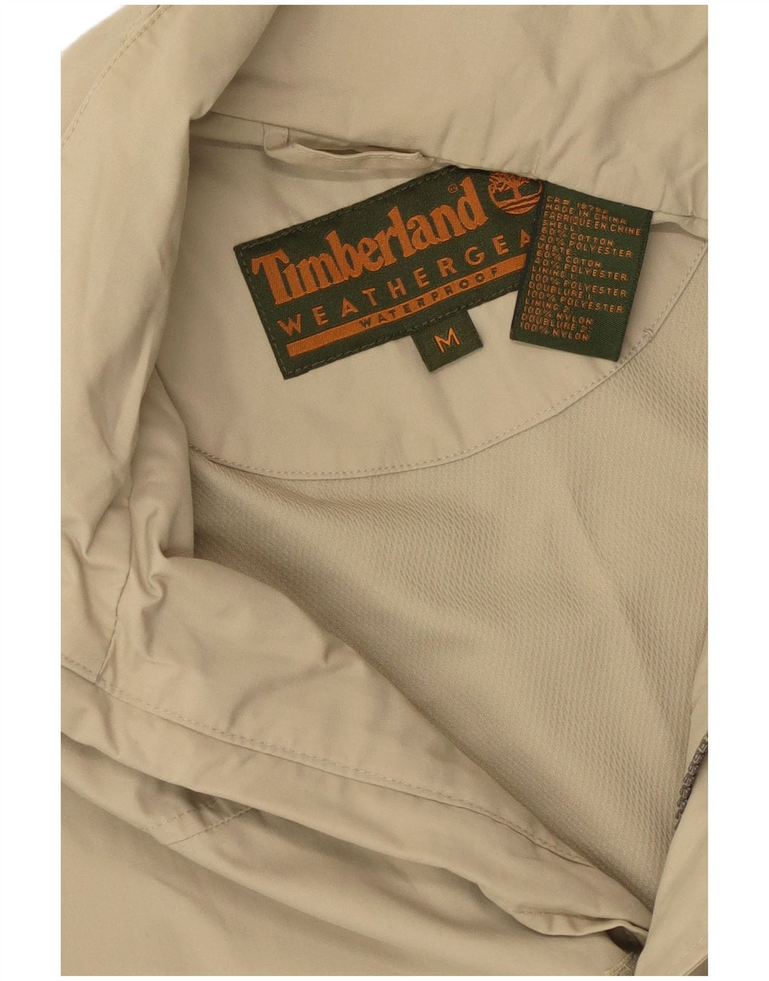 TIMBERLAND Mens Weathergear Windbreaker Jacket UK 38 Medium Beige Cotton